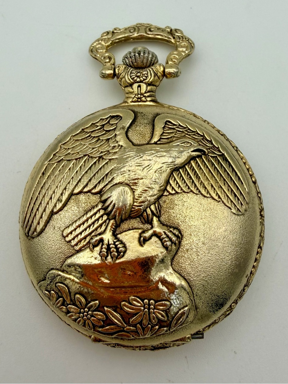 Gold-Tone Nelsonic Eagle Pocket Watch Pendant — Men's Accessory